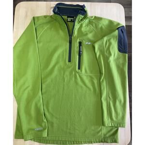 Koppen Lime Green Half Zip Pullover Long Sleeve M Navy Blue Trim Outdoors Hiking